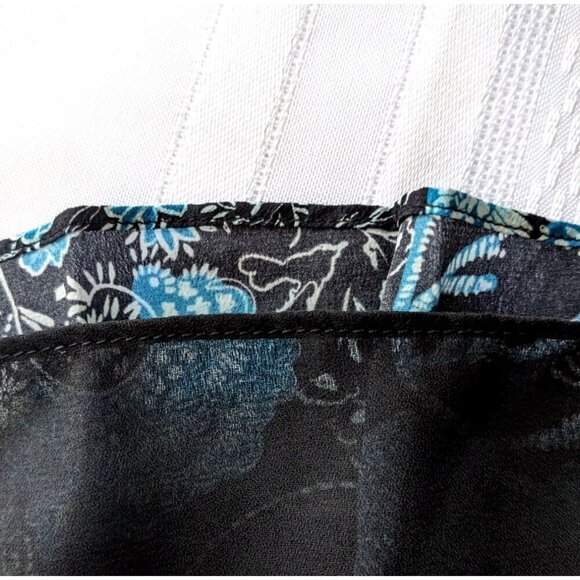 TANYA TAYLOR Raven Paisley Blue Floral Long Sleeve MiniDress w/Auth Sticker Sz 8 - Picture 7 of 10